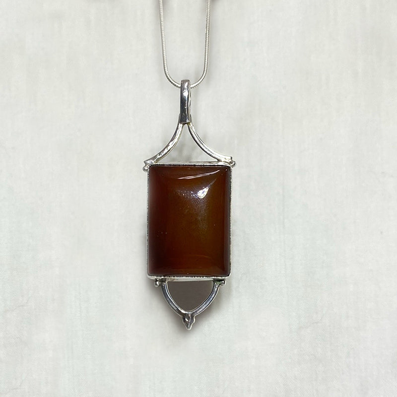 Rectangle Carnelian Ornate Sterling Silver Pendant