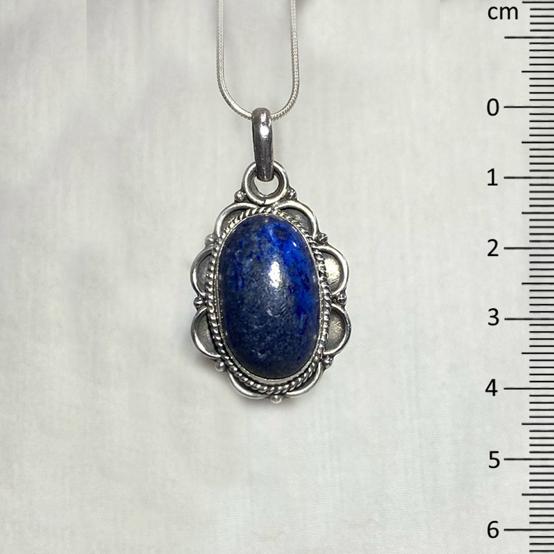 Oval Lapis Lazuli Ornate Sterling Silver Pendant