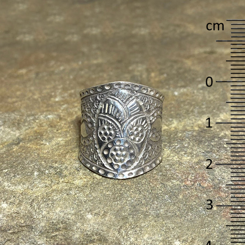 Ornate Hilltribe Silver Ring- Size 9.5