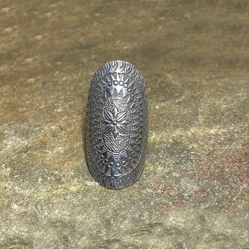 Ornate Hilltribe Silver Ring- Size 8.5