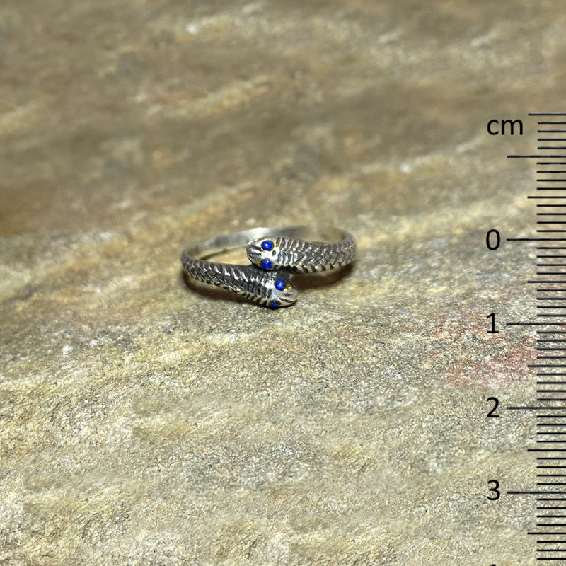 Sterling Silver Lapis Lazuli Snake Ring- Size 7.5