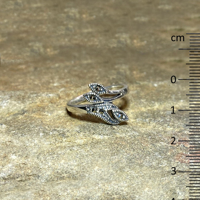Marcasite Leaf Ring- Size 8