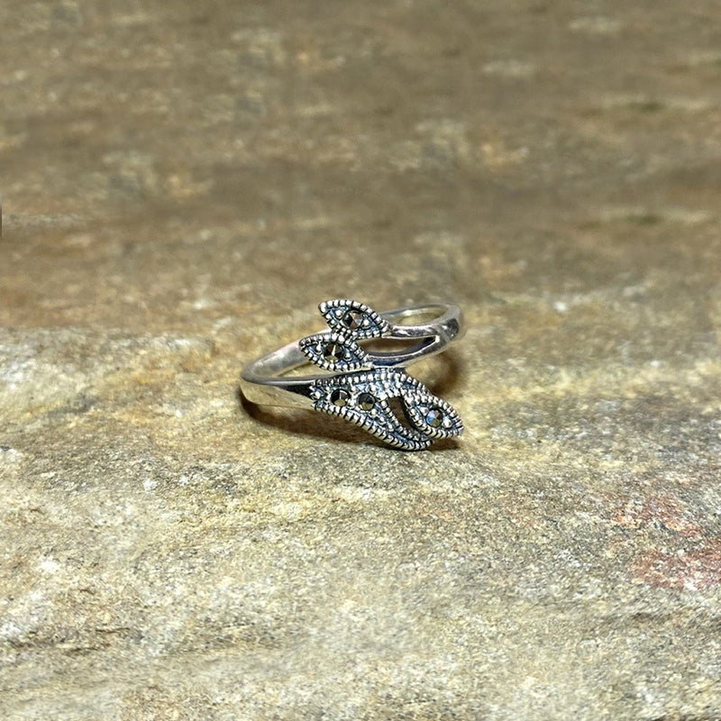 Marcasite Leaf Ring- Size 8