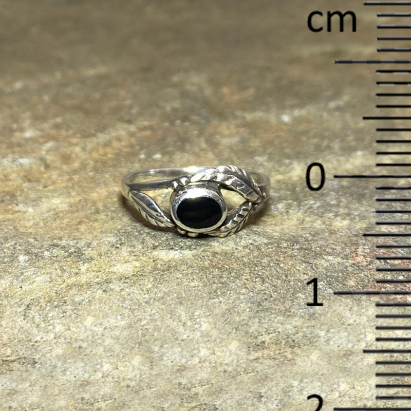 Oval Black Onyx Ornate Sterling Silver Ring- Size 6.5