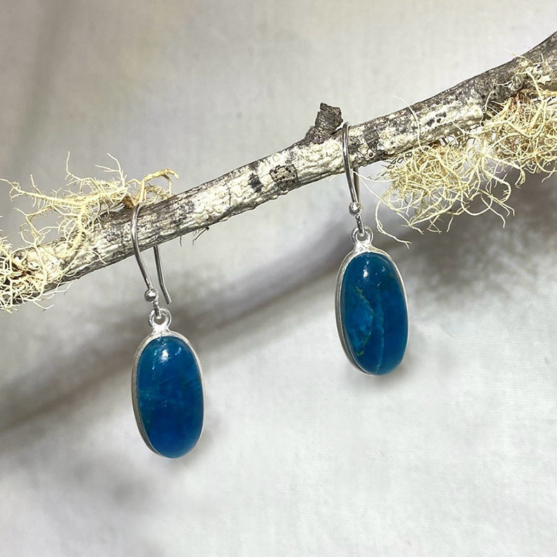 Oval Blue Apatite Earrings