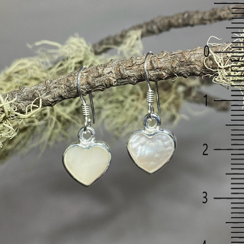 Heart Shaped Mother of Pearl Earrings