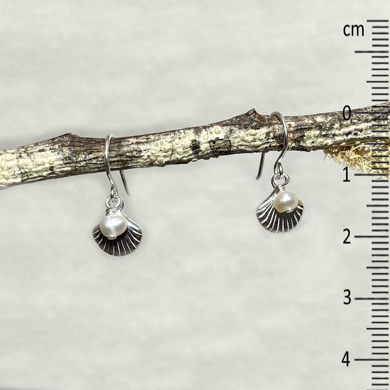 Pearl & Sterling Silver Shell Earrings