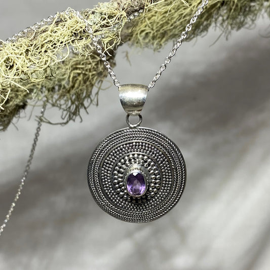 Ornate Faceted Amethyst Pendant