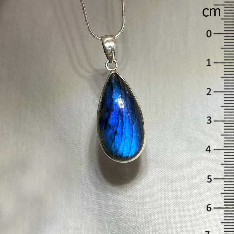 Teardrop Blue Flash Labradorite Pendant