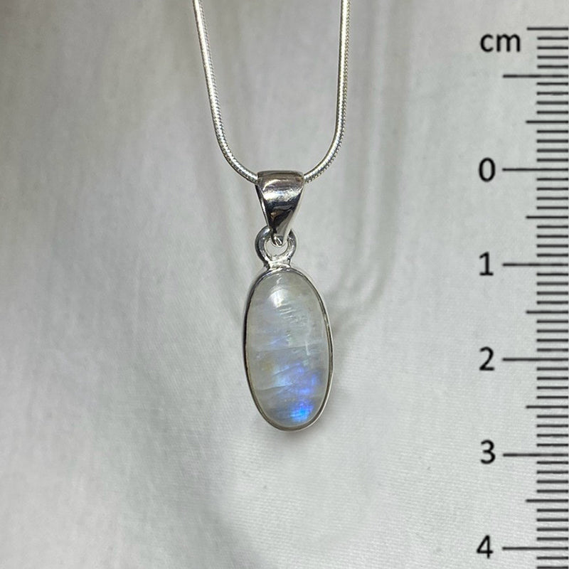 Oval Blue Flash Moonstone Pendant