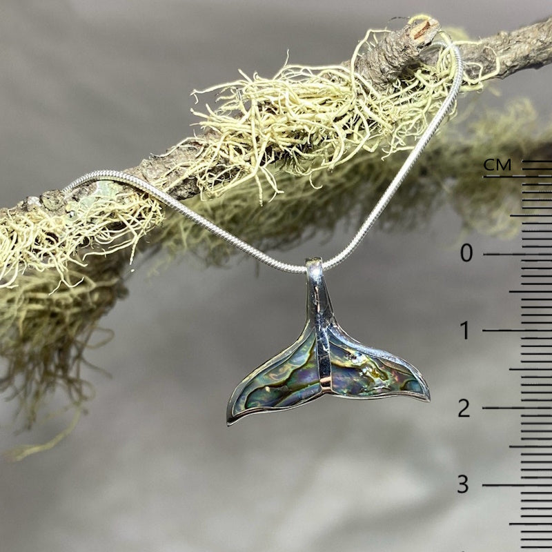 Whale Tail Shaped Paua Shell Pendant