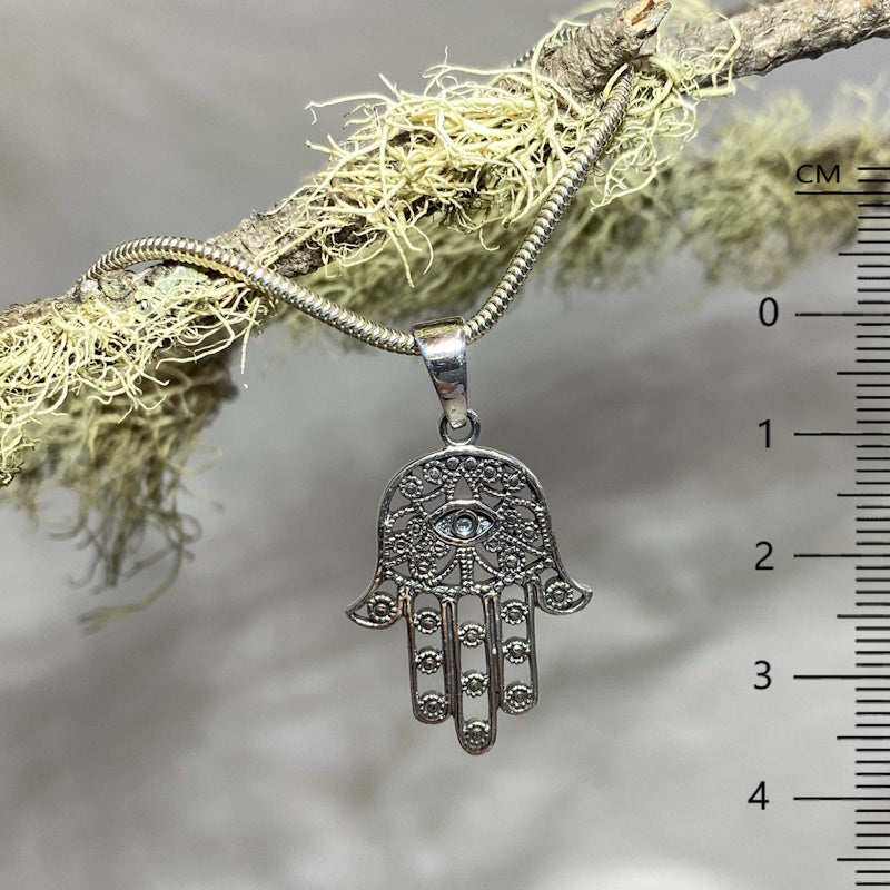 Sterling Silver Hamsa Hand Pendant