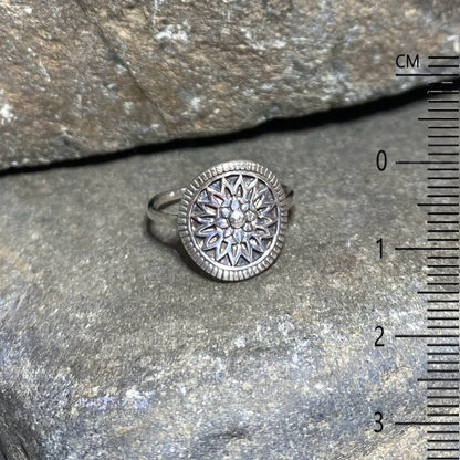 Sterling Silver Flower Ring- Size 8
