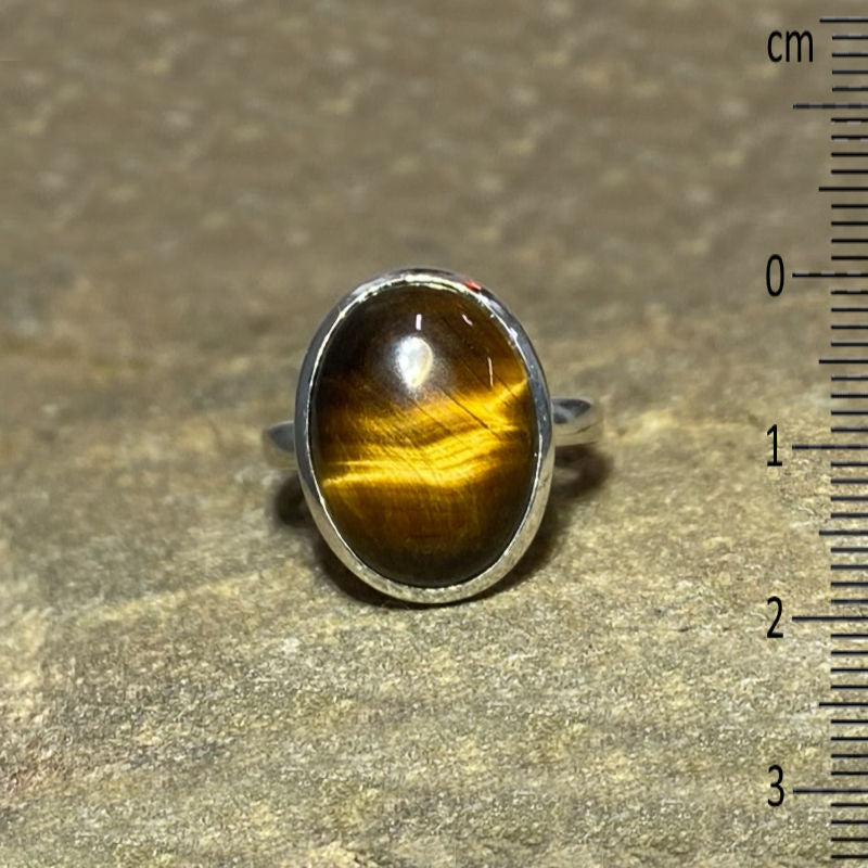 Oval Tigers Eye Ring- Size 6