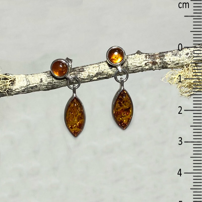 Round & Marquese Amber Stud Earrings