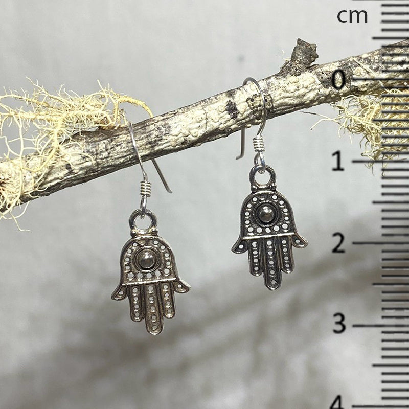 Sterling Silver Hamsa Hand Earrings