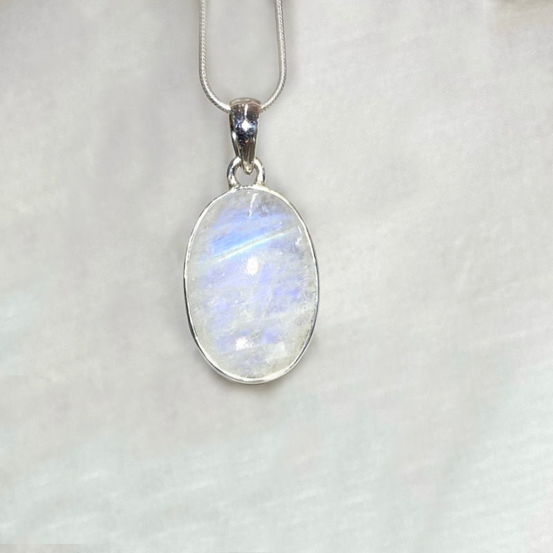 Oval Rainbow Moonstone Pendant