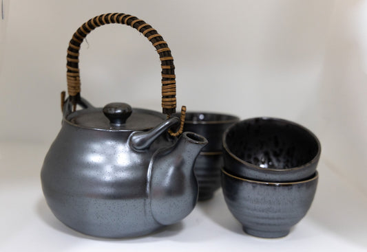 Traditional Japanese Teapot Set - Black