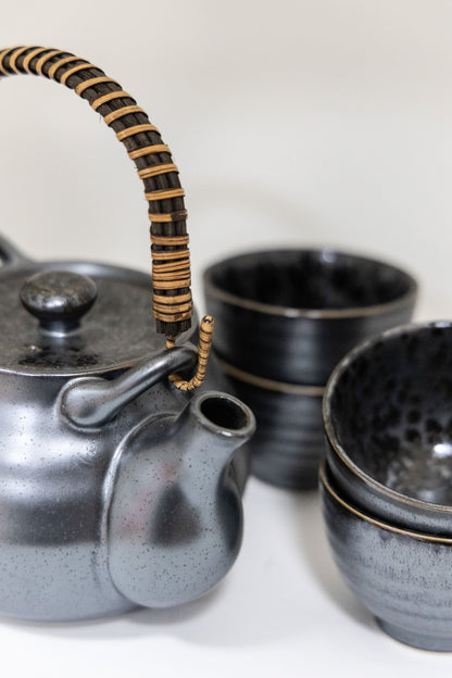 Traditional Japanese Teapot Set - Black