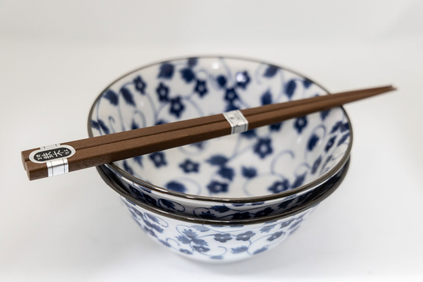 Japanese Bowl Set & Chopsticks - White & Blue