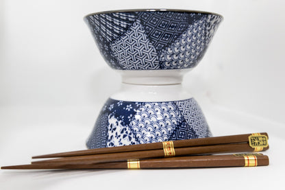 Japanese Bowl Set & Chopsticks - Dark Blue