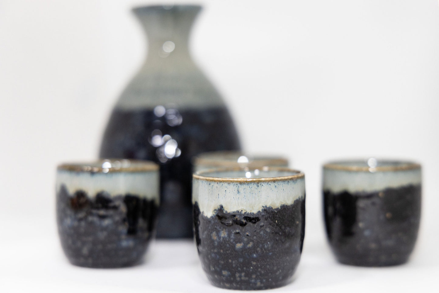 Traditional Japanese Sake Set - Black & Blue