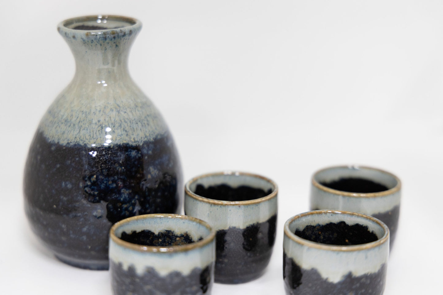 Traditional Japanese Sake Set - Black & Blue