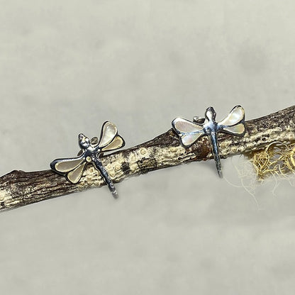 Mother Of Pearl Dragonfly Stud Earrings