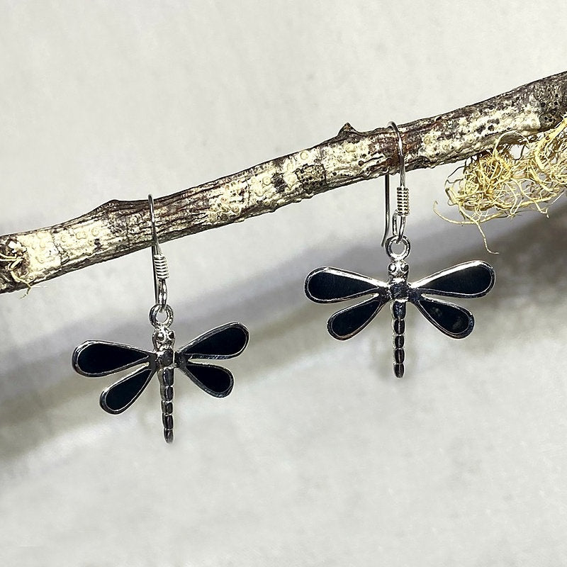 Black Onyx Dragonfly Earrings