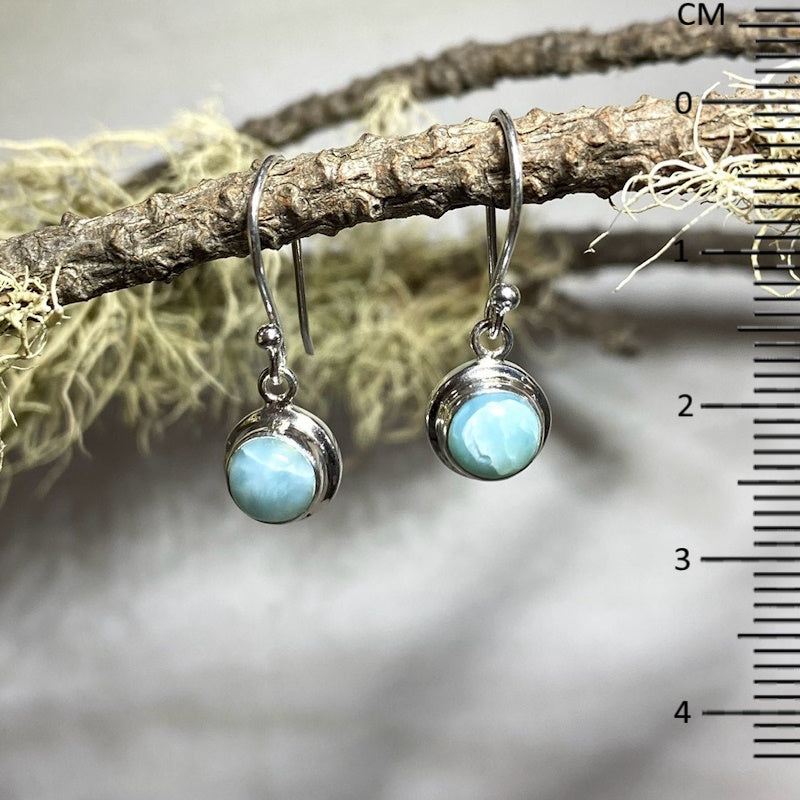 Round Larimar Earrings