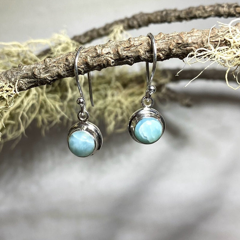 Round Larimar Earrings