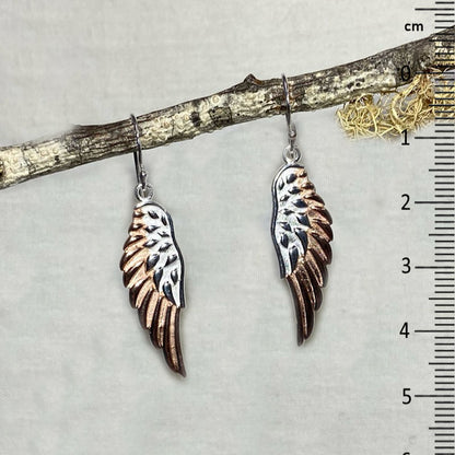 Sterling Silver & Rose Gold Angel Wing Earrings