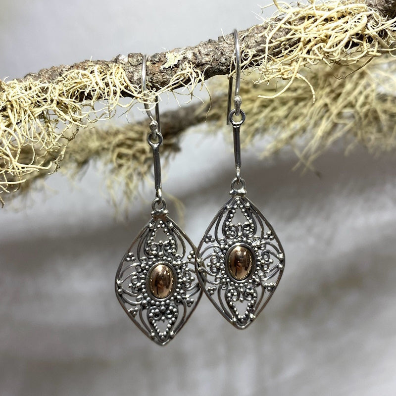 Sterling Silver and Rose Gold Earrings