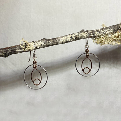 Ornate Sterling Silver & Rose Gold Earrings