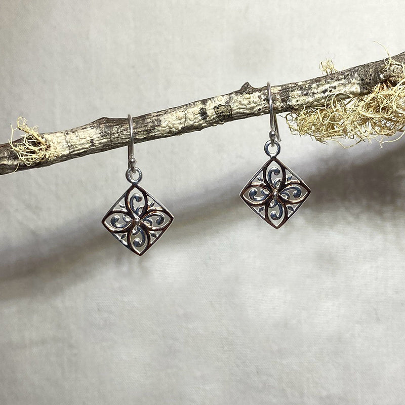 Ornate Sterling Silver & Rose Gold Earrings