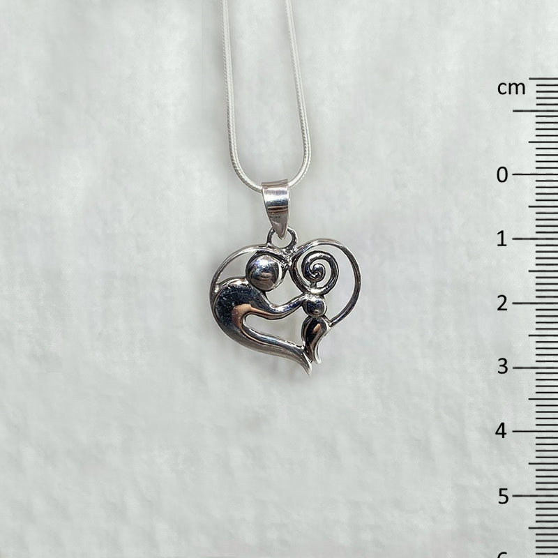 Sterling Silver Mother & Child Heart Pendant