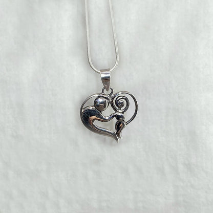 Sterling Silver Mother & Child Heart Pendant