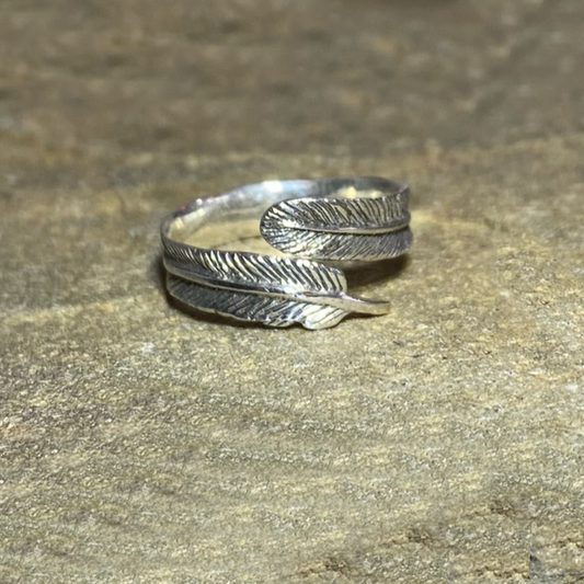Sterling Silver Angel Wing Ring- Size 8