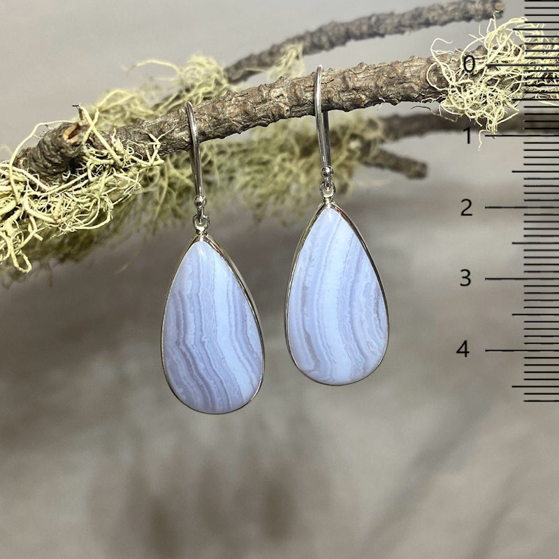 Teardrop Blue Lace Agate Earrings