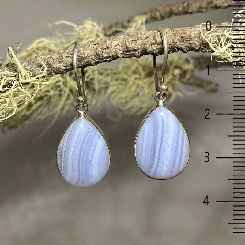 Teardrop Blue Lace Agate Earrings