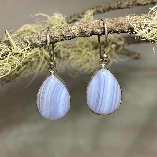 Teardrop Blue Lace Agate Earrings