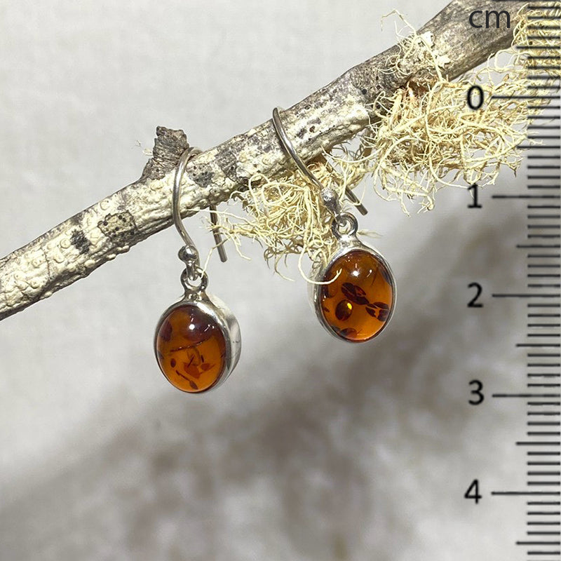 Oval Amber Earrings