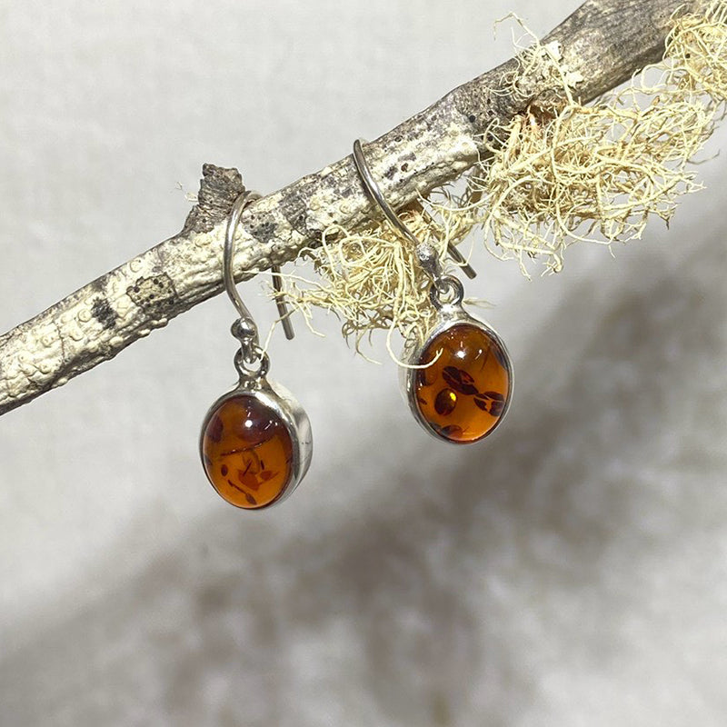 Oval Amber Earrings