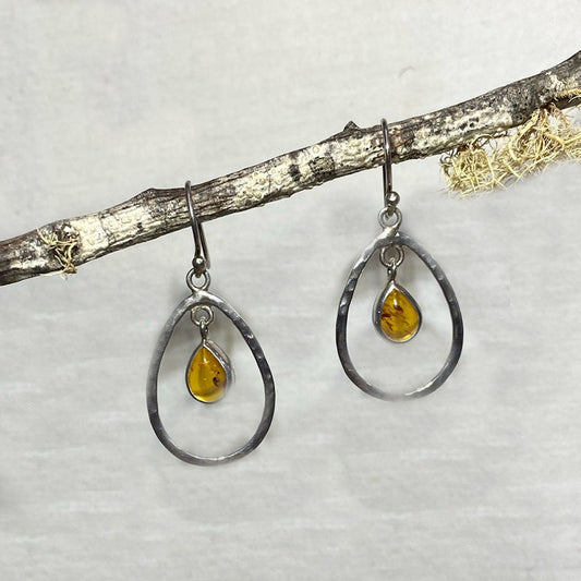 Teardrop Amber Earrings