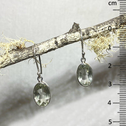 Faceted Oval Green Amethyst Earrings