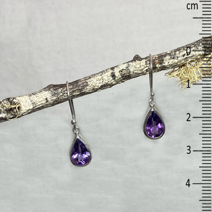 Faceted Teardrop Amethyst Earrings