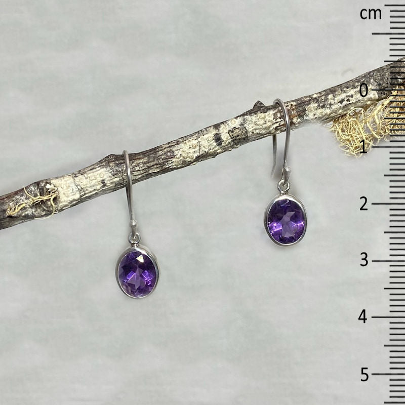 Faceted Oval Amethyst Earrings
