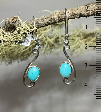 Scrolling Silver Amazonite Earrings