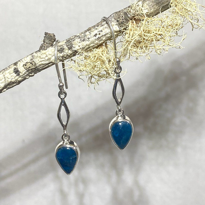 Pear Shaped Blue Apatite Earrings