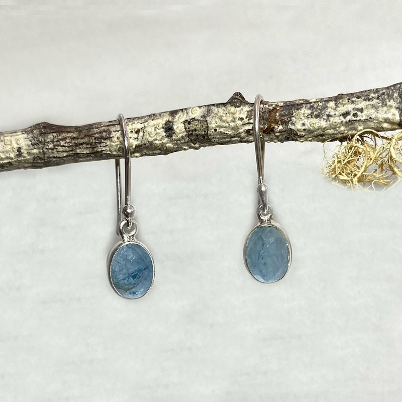 Faceted Oval Aquamarine Earrings